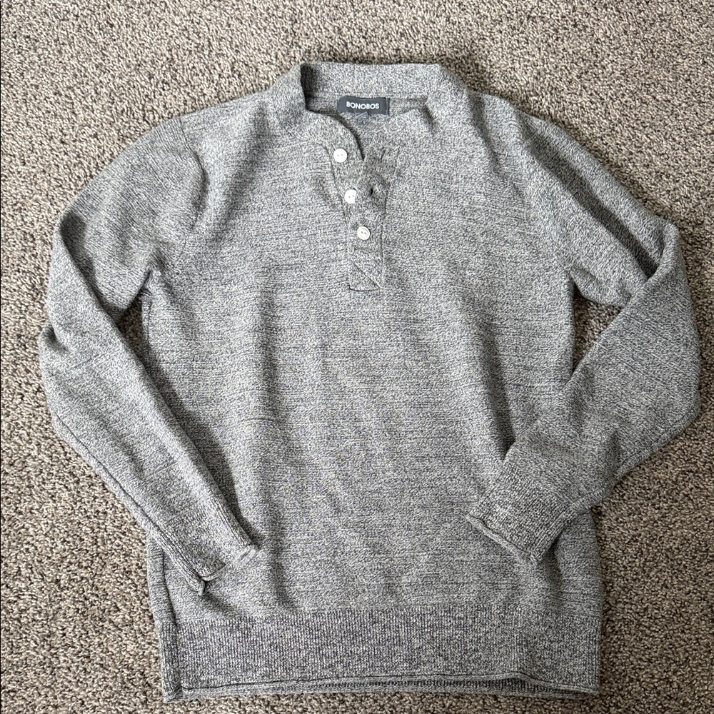 Bonobos Heather Gray Henley Pullover